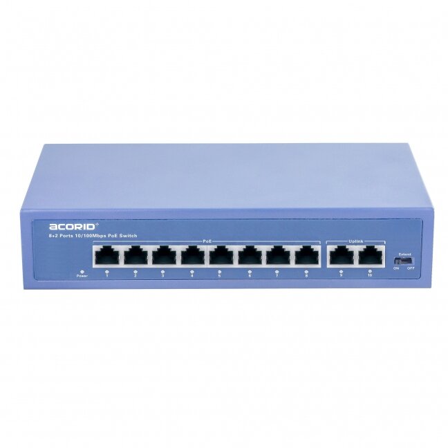 10 prievadų komutatorius Acorid CS1110P (8 PoE, 2 Uplink, gigabit, 20 Gbps) 10 prievadų komutatorius Acorid CS1110P (8 PoE, 2 Uplink, gigabit, 20 Gbps)