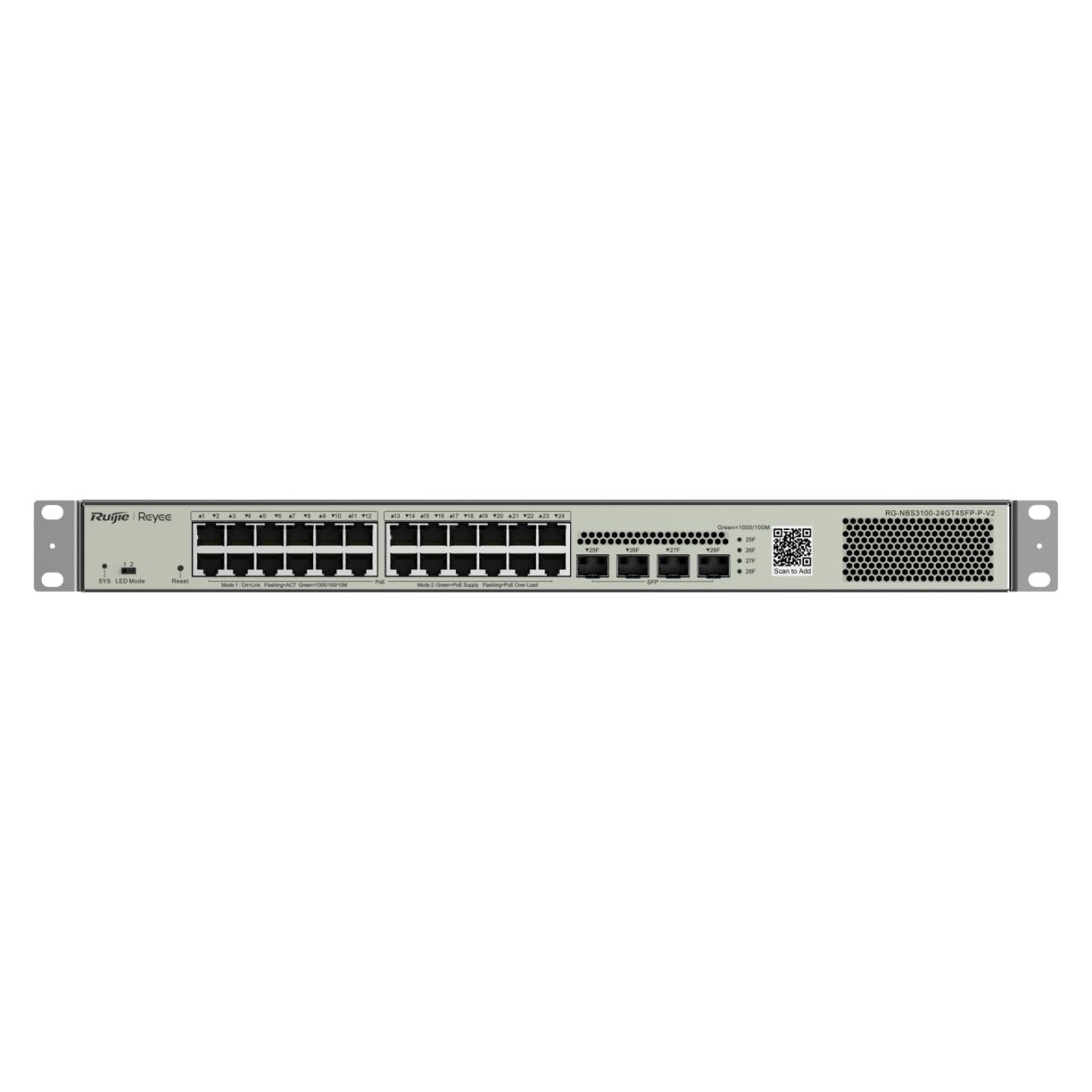 28-port switch Ruijie Reyee RG-NBS3100-24GT4SFP-P-V2 (Managed, Layer 2, 24 x PoE+) 28-port switch Ruijie Reyee RG-NBS3100-24GT4SFP-P-V2 (Managed, Layer 2, 24 x PoE+)
