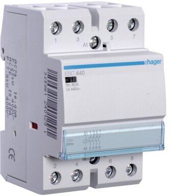 Hager ESC440 4-Pole Contactor (40A, 230V, 4NO)
