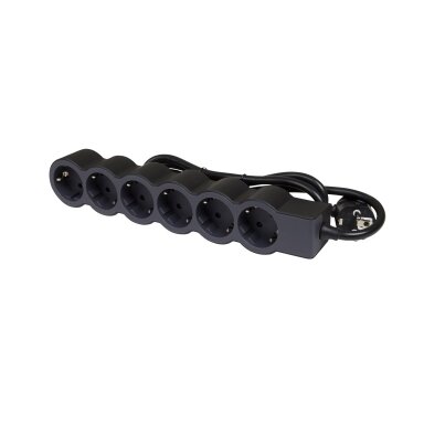 6-seat Legrand extension cord with grounding 694566 (black, 3m)