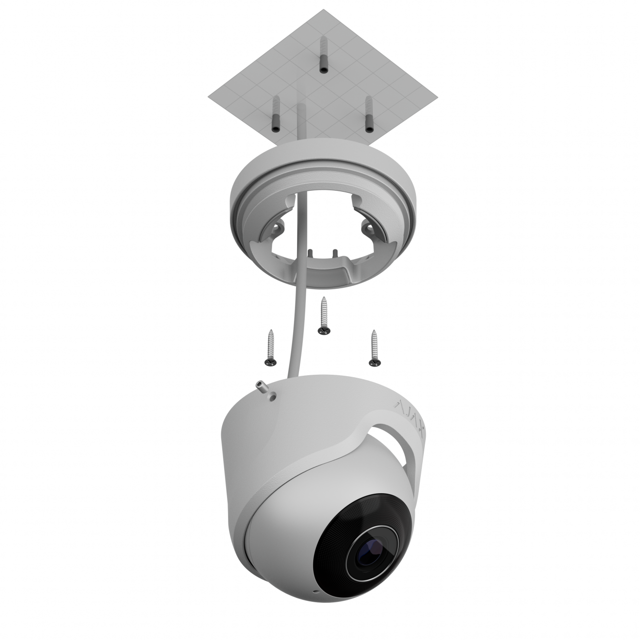 AJAX TURRETCAM 5MPIX DOME IP KAMERA , 2,8MM (100°) , IR IKI 35M, MIKROFONAS, MICROSD, IP65, BALTA 1