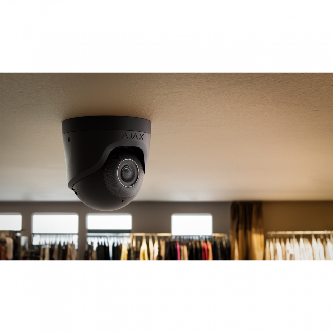 AJAX TURRETCAM 5MPIX DOME IP CAMERA , 2,8MM (100°) , IR 35M, MIC, MICROSD, IP65, BLACK 1