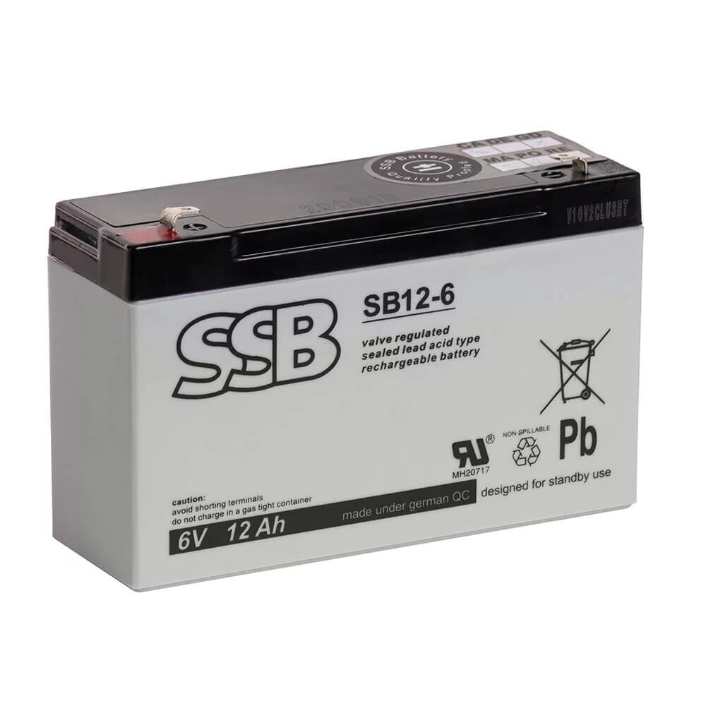 Battery (AGM) SSB SB (12Ah, 6V, F1, VRLA) Battery (AGM) SSB SB (12Ah, 6V, F1, VRLA)