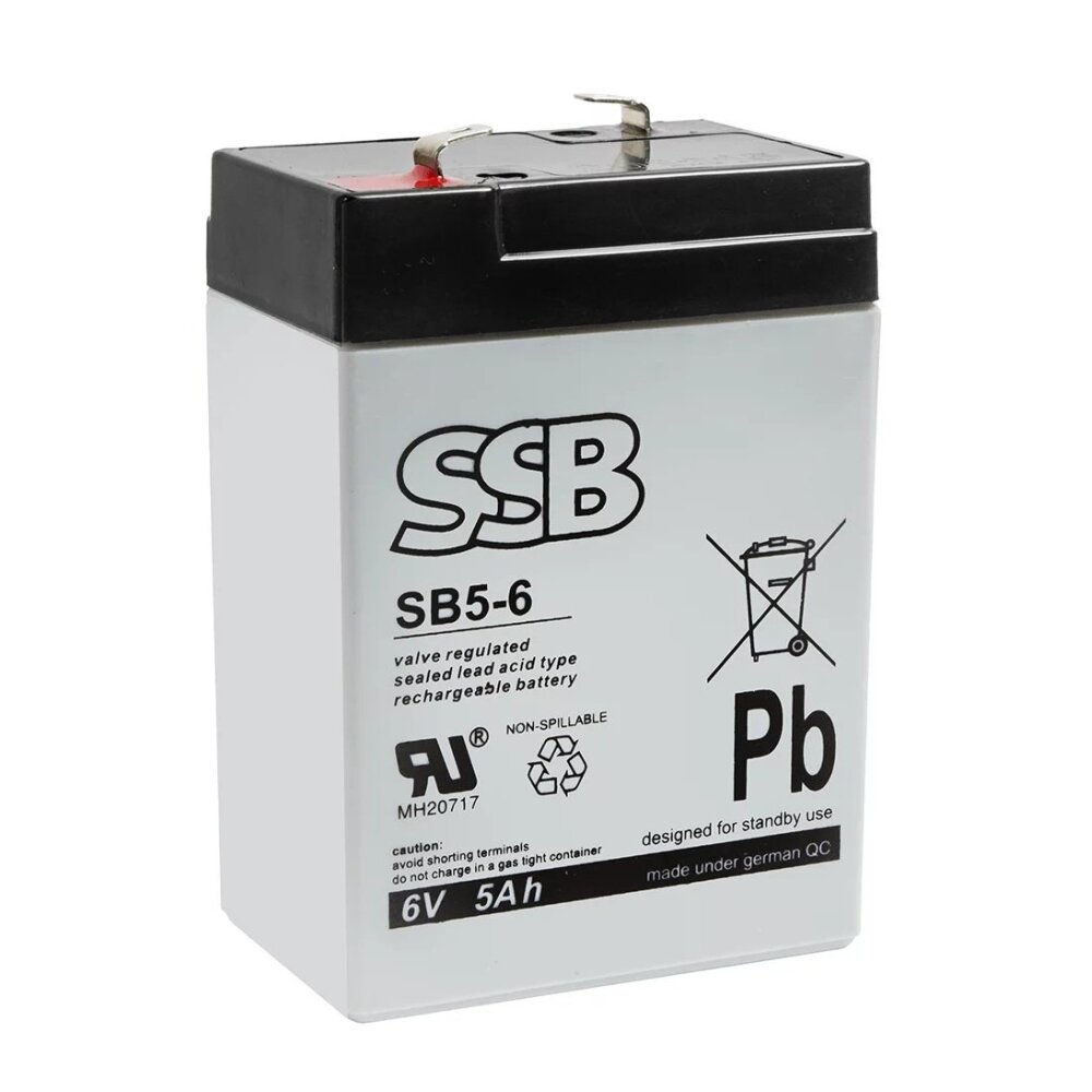 Battery (AGM) SSB SB (5Ah, 6V, F1, VRLA) Battery (AGM) SSB SB (5Ah, 6V, F1, VRLA)