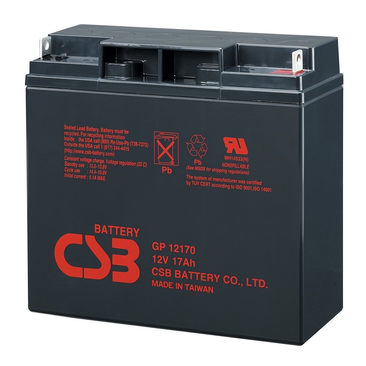 Battery (AGM) CSB 17Ah 12V F3 VRLA (GP12170)