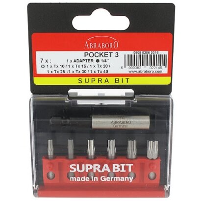 Screwdriver bit set TX + 58mm magnetic adapter (TORX bits)