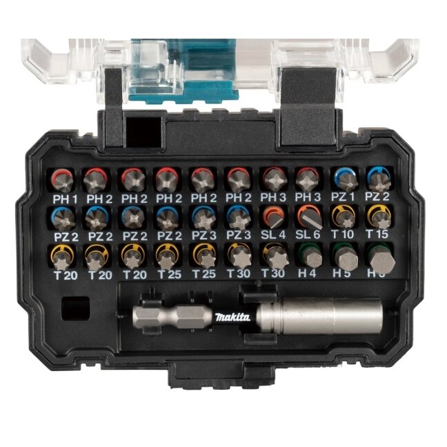 Atsuktuvo antgalių komplektas Makita E-13552 (30 antgalių, magnetinis laikiklis) Atsuktuvo antgalių komplektas Makita E-13552 (30 antgalių, magnetinis laikiklis)