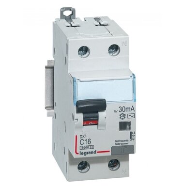 Automatic switch with current drain relay Legrand 411002 (16A, 1P+N, 230V, 30mA, RCBO)