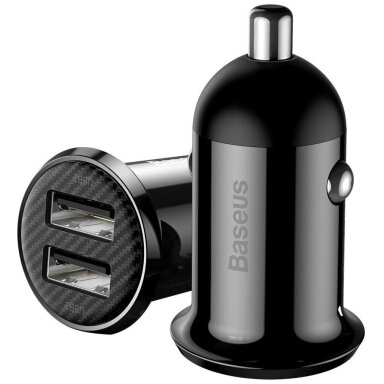 Automobilinis įkroviklis BASEUS CCALLP-01 (Juodas, 30W, 12-24V, 2xUSB, 4.8A)