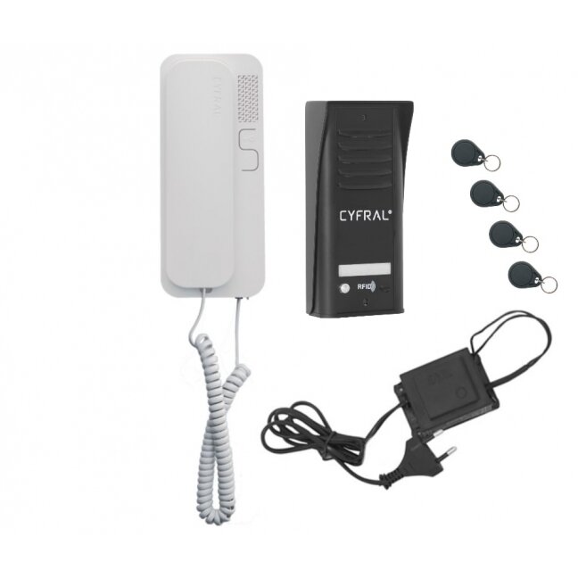 Audio telefonspynės komplektas CYFRAL COSMO R-1 juodas Audio telefonspynės komplektas CYFRAL COSMO R-1 juodas