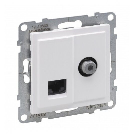 White RJ45+ TV socket SUNO Legrand 721162