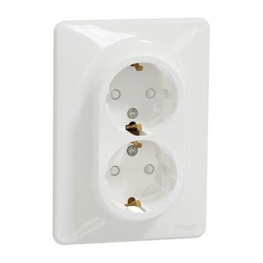 Double socket with grounding and child protection Schneider Sedna Design SDD311221