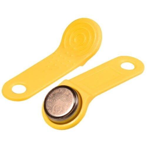 Yellow touch memory iButton DS1990A-F5 with plastic holder
