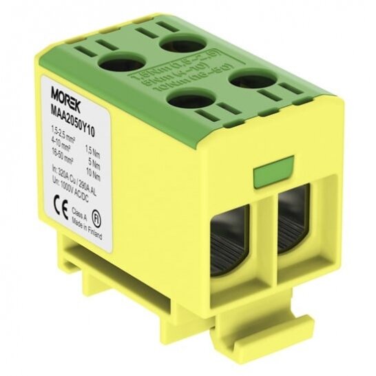 Terminal Block OTL50-2 Morek MAA2050Y10 (Yellow/Green, 2x1.5-50mm², Al/Cu, 1000V)