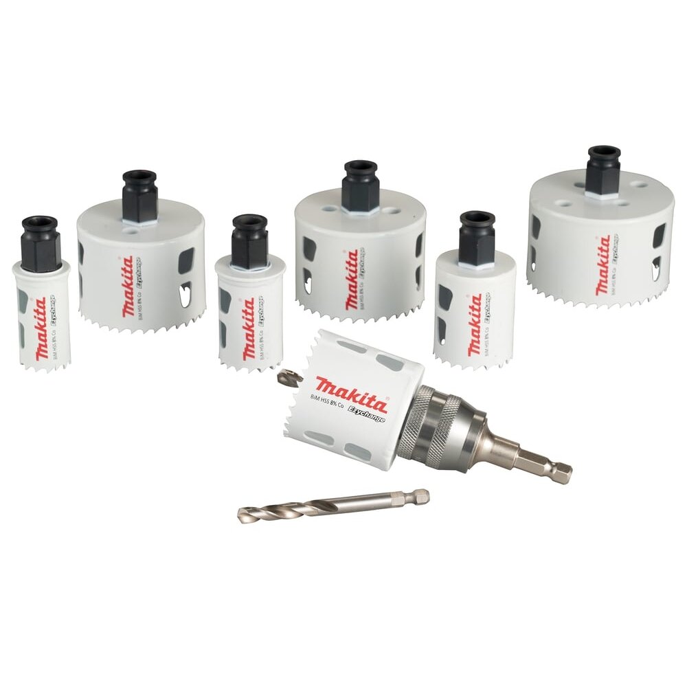 Gręžimo karūnų rinkinys Makita E-12295 (7vnt, 25–76mm) Gręžimo karūnų rinkinys Makita E-12295 (7vnt, 25–76mm)