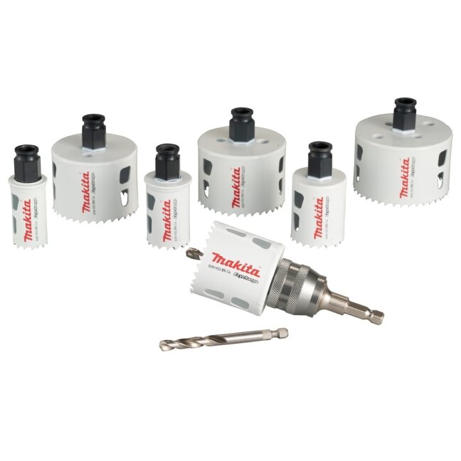 Gręžimo karūnų rinkinys Makita E-12295 (7vnt, 25–76mm) Gręžimo karūnų rinkinys Makita E-12295 (7vnt, 25–76mm)