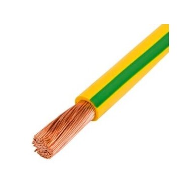 H07V-K (LgY) 1x6 mm2 single core wire Lietkabelis (multiwire, yellow/green, 100m)