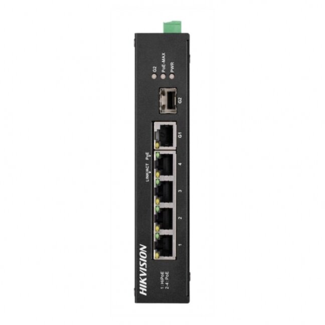 Hikvision 6 prievadų 4 PoE prievadų pramoninis komutatorius DS-3T0306HP-E/HS Hikvision 6 prievadų 4 PoE prievadų pramoninis komutatorius DS-3T0306HP-E/HS