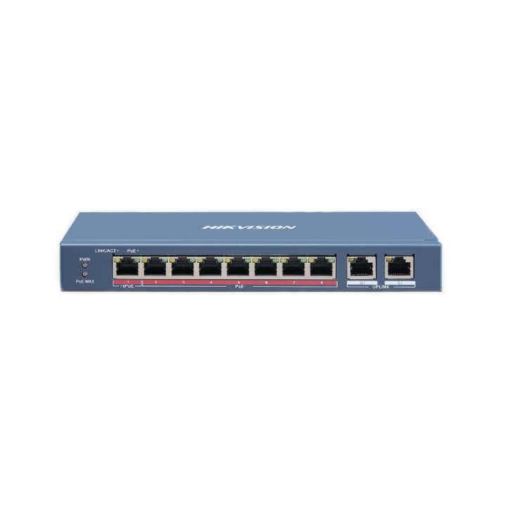 Hikvision 10 prievadų 8 PoE prievadų komutatorius DS-3E0310HP-E Hikvision 10 prievadų 8 PoE prievadų komutatorius DS-3E0310HP-E