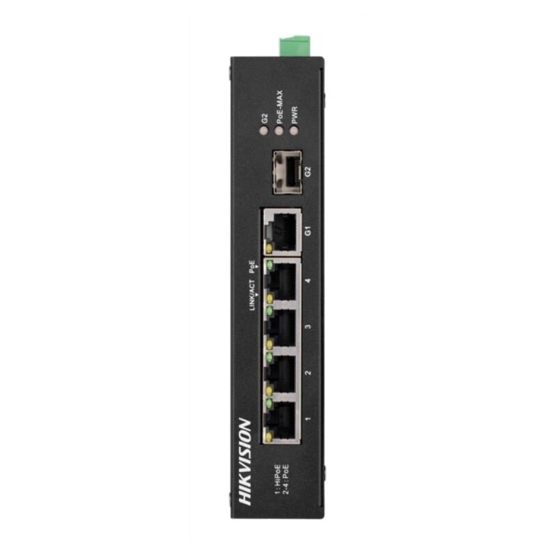 Hikvision 6 prievadų 4 PoE prievadų pramoninis komutatorius DS-3T0306HP-E/HS Hikvision 6 prievadų 4 PoE prievadų pramoninis komutatorius DS-3T0306HP-E/HS