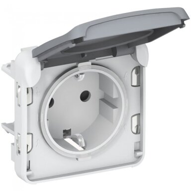 Surface socket with cover Plexo Legrand 069571 (IP55, gray)