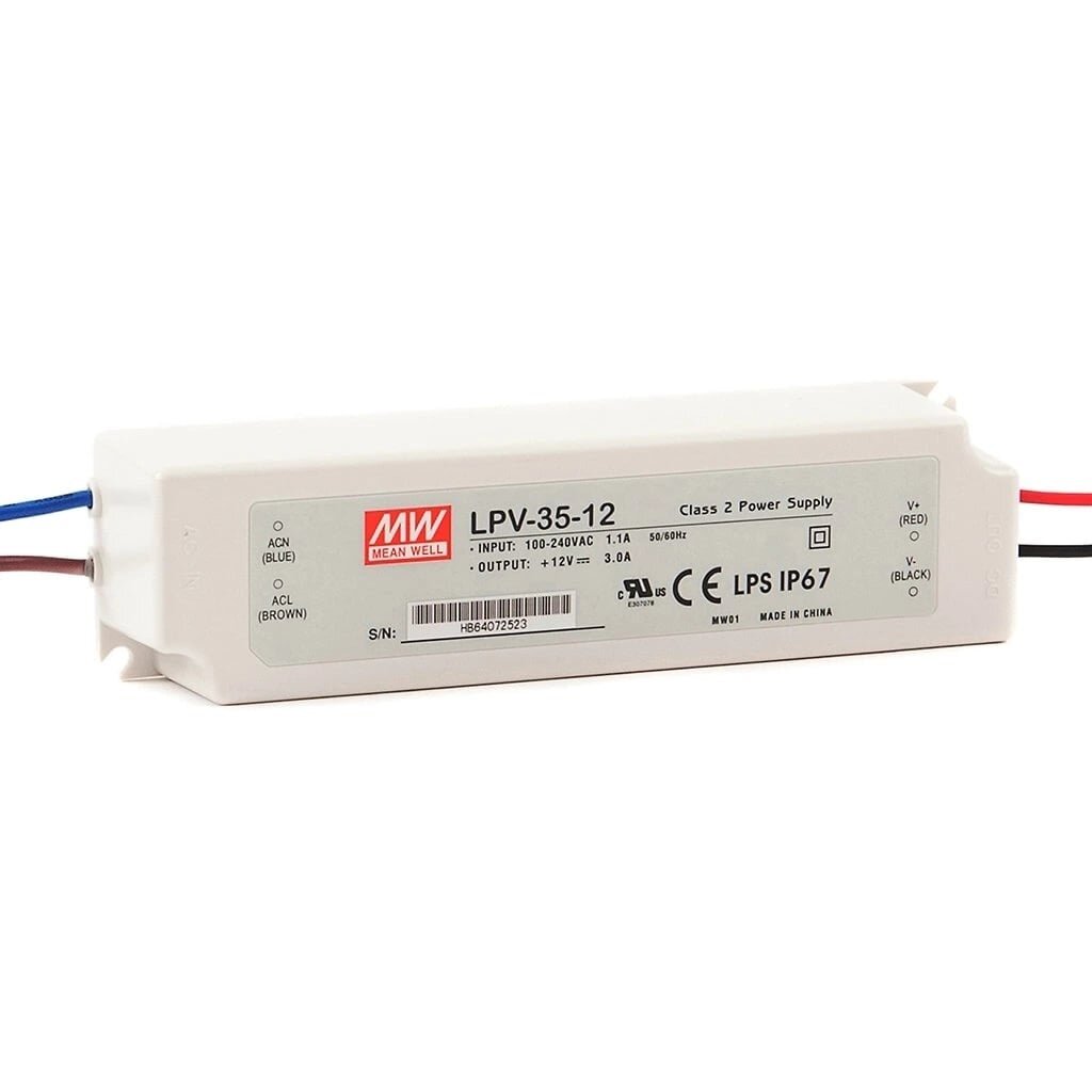 LED switching power supply 12V 36W 3A IP67 Mean Well LPV-35-12