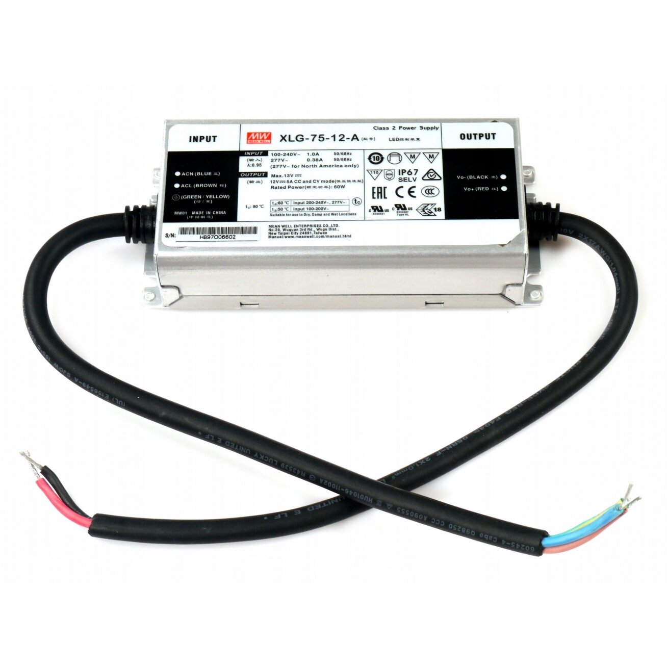 Dimmable LED switching power supply 60W 12V 5A IP67 Mean Well XLG-75-12-A Dimmable LED switching power supply 60W 12V 5A IP67 Mean Well XLG-75-12-A