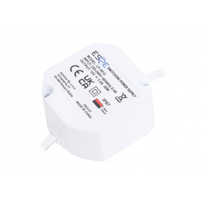 Pulse Power Supply ESPE LP-3012 (30W, 2.5A/12V, sealed IP67, 50x47x25) Pulse Power Supply ESPE LP-3012 (30W, 2.5A/12V, sealed IP67, 50x47x25)