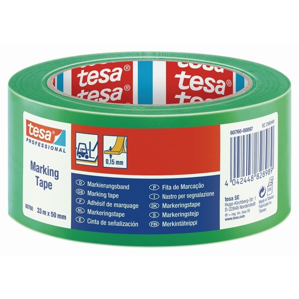 Įspėjamoji juosta grindų žymėjimui TESA  33m x 50mm 60760-00097-15 (žalia)
