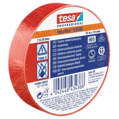 Soft PVC Insulation Tape TESA (red) 33m x 19mm 53988-00018-00