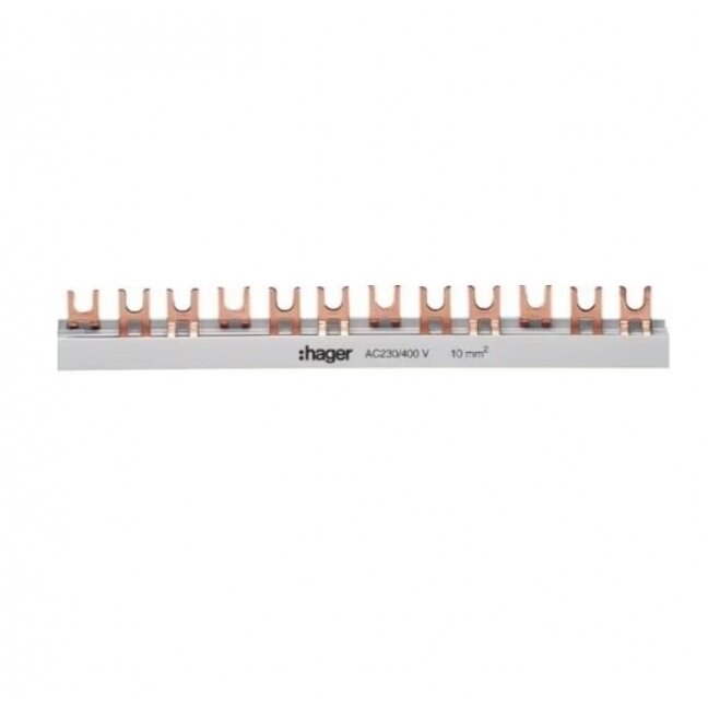 Izoliuota sujungimo šyna Hager KDN380A (3P, 57 mod., 10mm) Izoliuota sujungimo šyna Hager KDN380A (3P, 57 mod., 10mm)