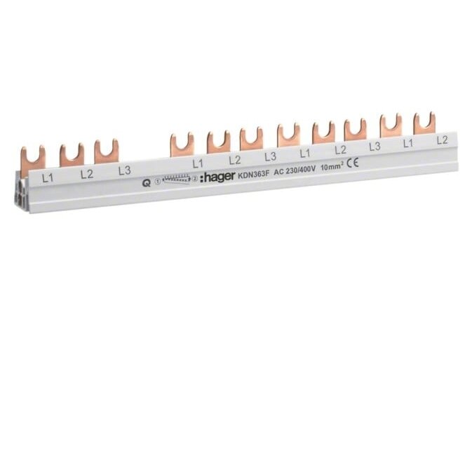 Izoliuota sujungimo šyna Hager KDN363F (3P+N, 12 mod., 10mm²) Izoliuota sujungimo šyna Hager KDN363F (3P+N, 12 mod., 10mm²)
