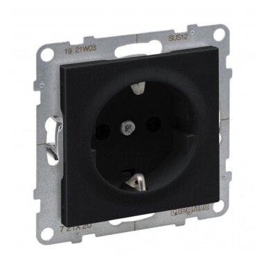 Black socket outlet with grounding Suno Legrand 721420