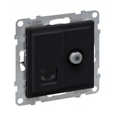 Black RJ45+ TV socket SUNO Legrand 721462