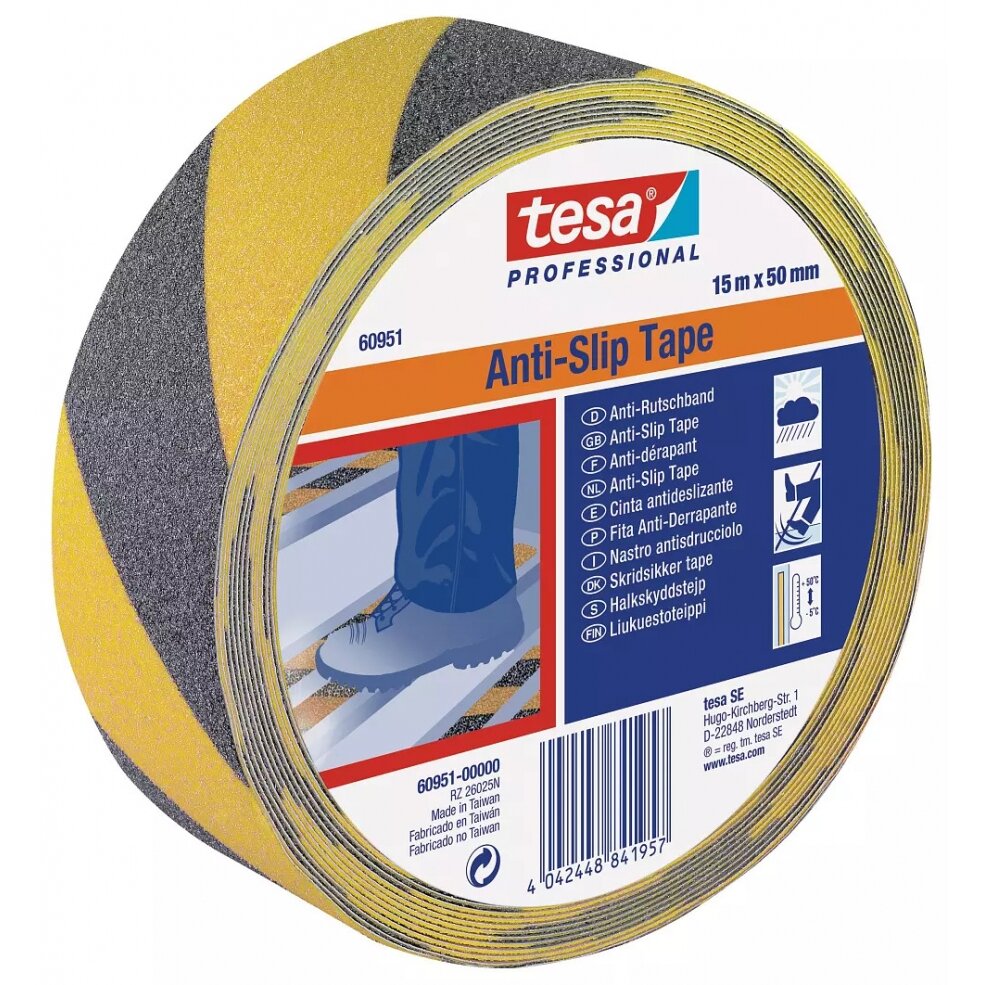 Anti-slip tape TESA (black/yellow) 15m x 50mm 60951-00000-00