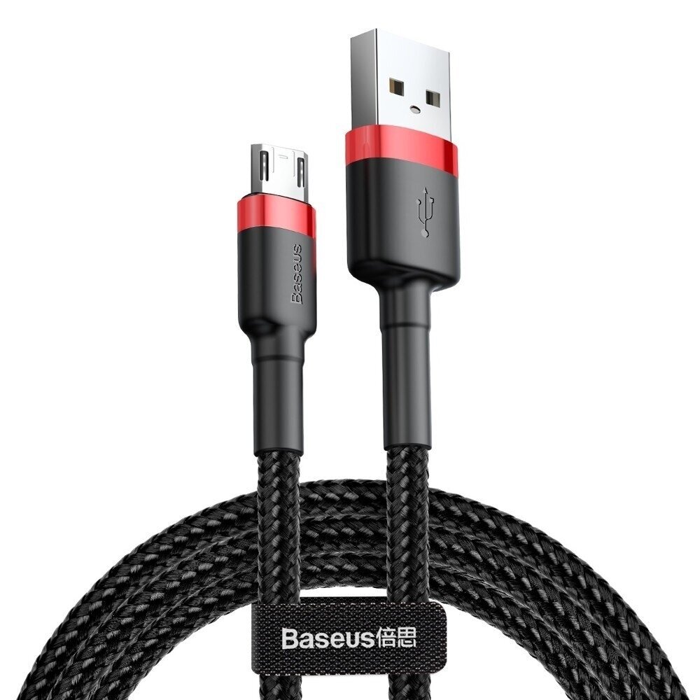 USB A to micro USB Cable BASEUS CAMKLF-B91 (1.0m, QC3.0, nylon, red/black)