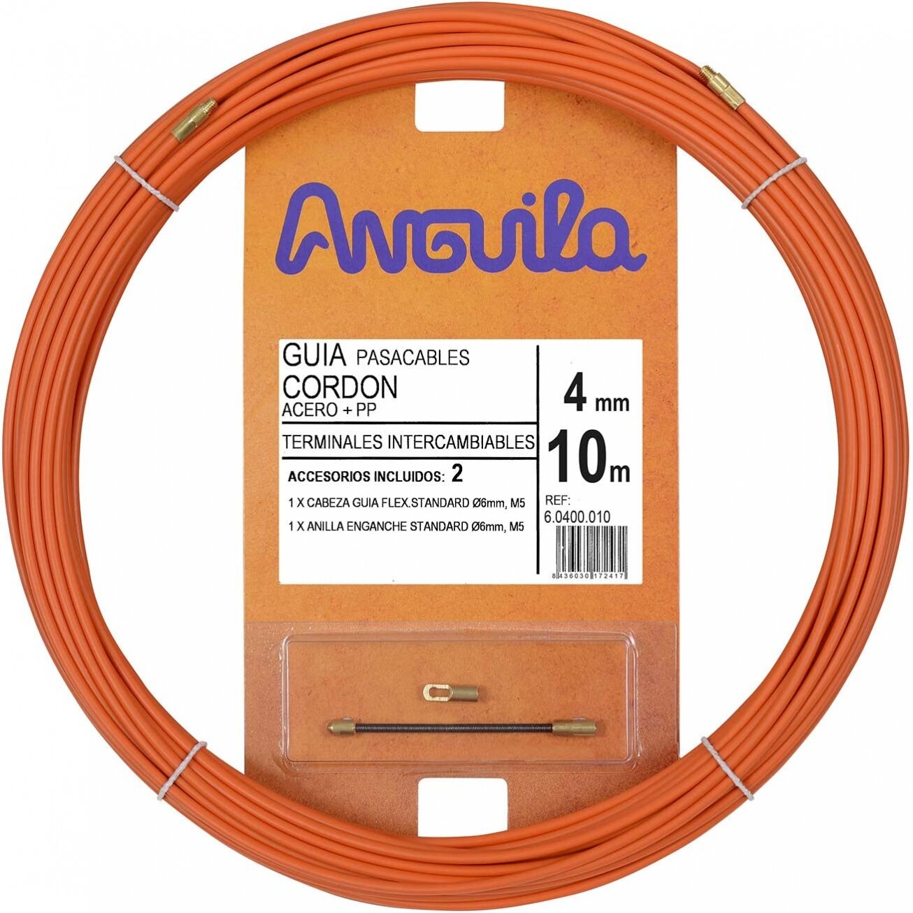 Kabelio pratraukėjas (10m, 4mm, oranžinis, plieninis) Kabelio pratraukėjas (10m, 4mm, oranžinis, plieninis)