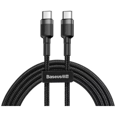 Kabelis USB C - USB C BASEUS CATKLF-HG1 (2.0m, QC3.0, nailoninis, pilkas/juodas)