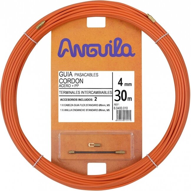 Kabelio pratraukėjas (30m, 4mm, oranžinis, plieninis) Kabelio pratraukėjas (30m, 4mm, oranžinis, plieninis)