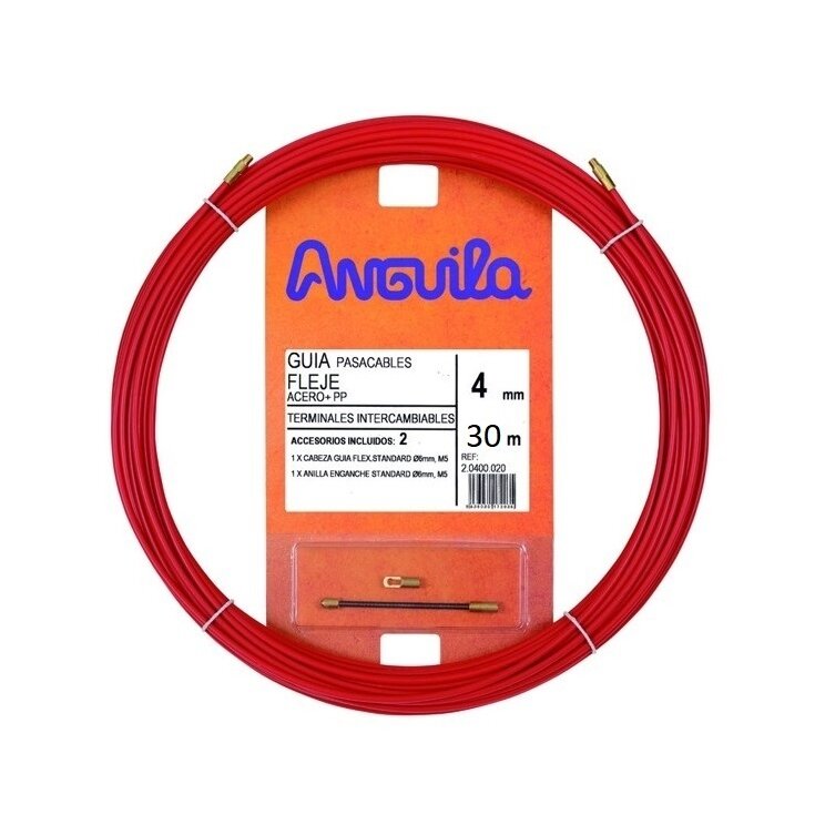 Cable Puller (30m, 4mm, red, flat steel cable)