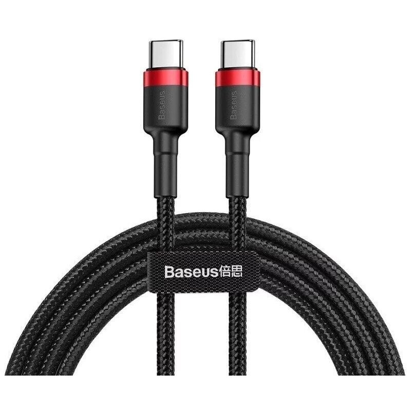 USB C to USB C Cable BASEUS CATKLF-G91 (1.0m, QC3.0, nylon, red/black)