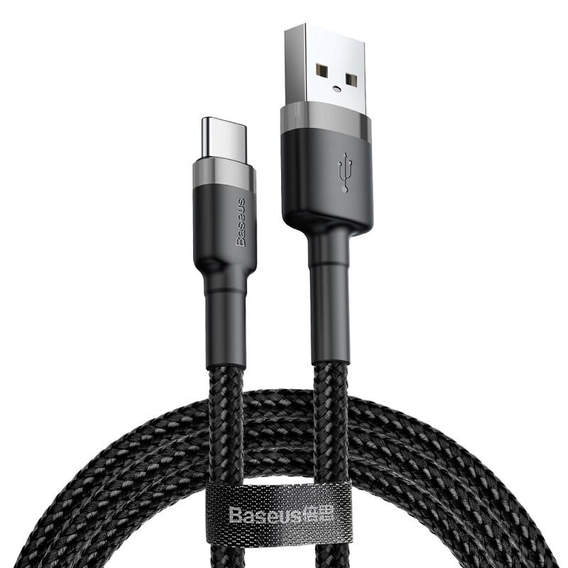 USB A to USB C Cable BASEUS CATKLF-UG1 (3.0m, QC3.0, nylon, grey/black)
