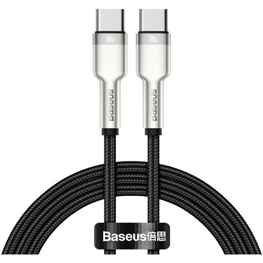 Kabelis USB C - USB C BASEUS CATJK-C01 (1.0m, 100W, duomenų perdavimui ir krovimui, juodas)