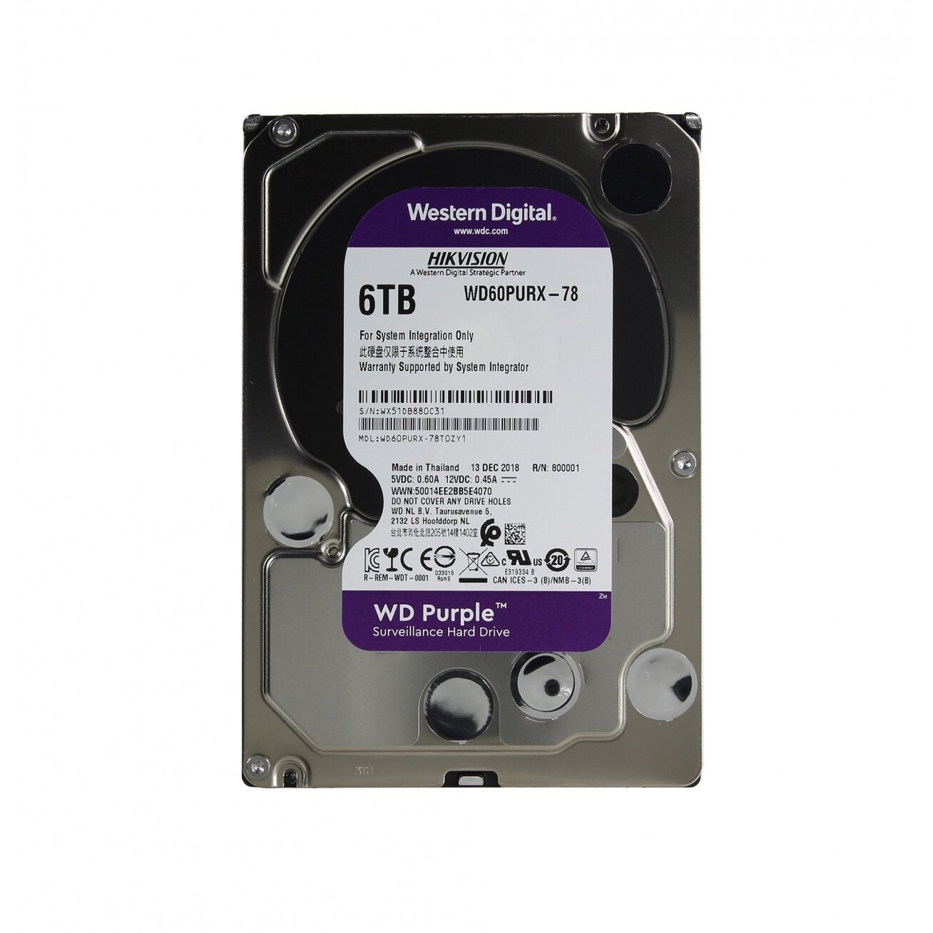 Kietas diskas WD Purple WD62PURX-78 Hikvision Surveillance 6 TB Kietas diskas WD Purple WD62PURX-78 Hikvision Surveillance 6 TB