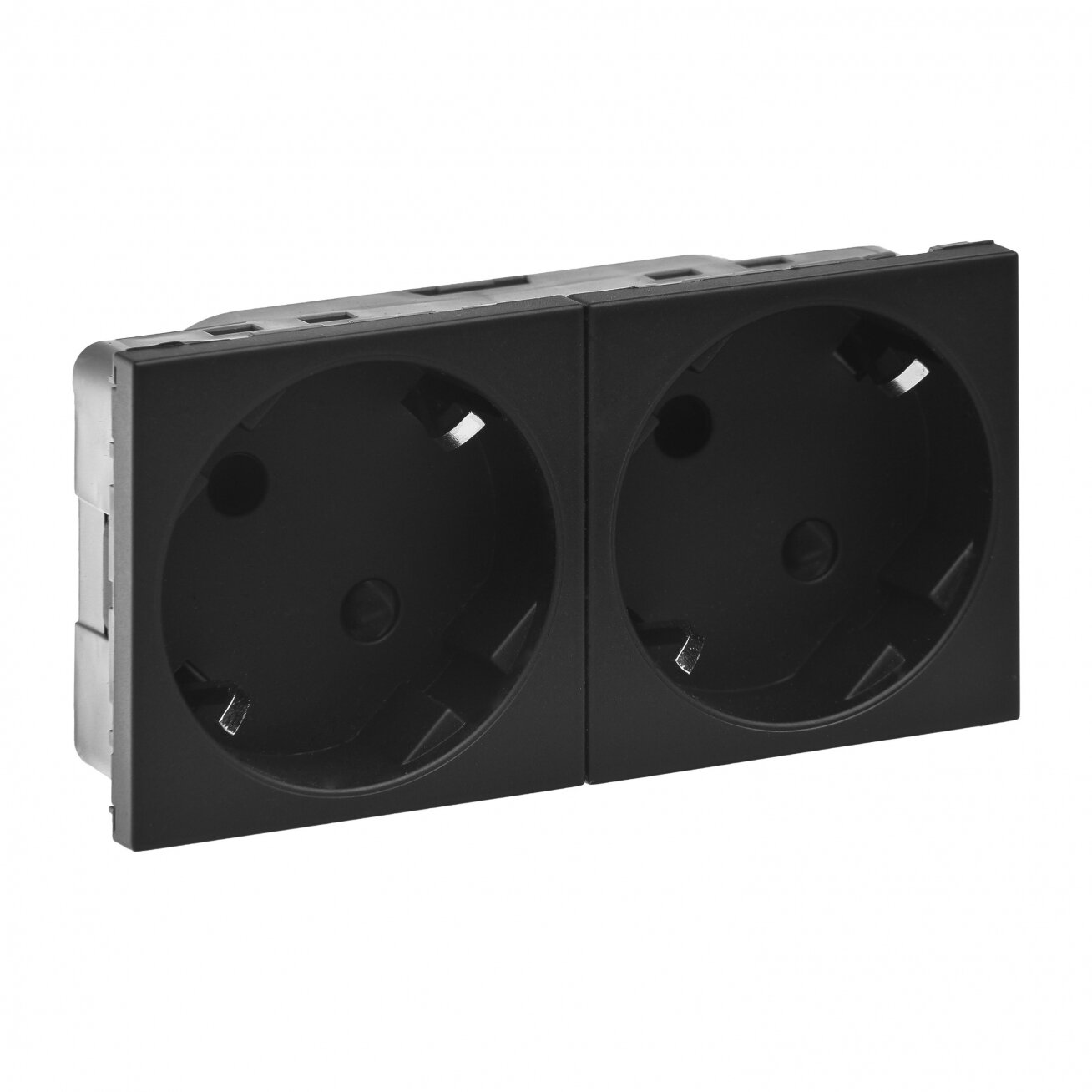 Recessed socket Legrand 079372L (black, matte, 2x2P+E 45° angle, IP20)