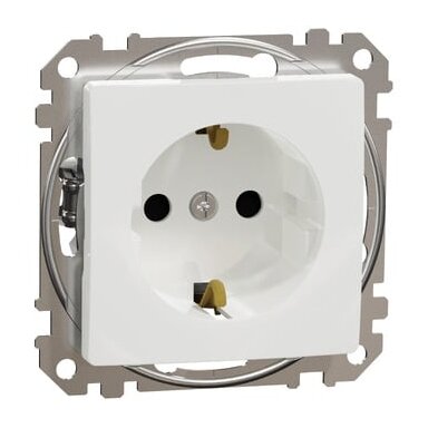 Kištukinis lizdas su įžeminimu ir apsauga nuo vaikų Schneider Electric Sedna Design SDD111022 (baltas)