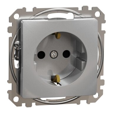 Socket with grounding and child protection Schneider Sedna Design SDD113022 (aluminium)