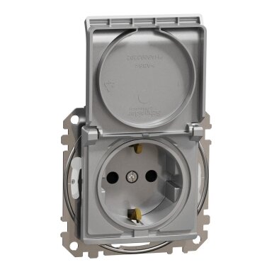 Schneider Electric Sedna Design SDD213024 socket with grounding and cover (IP44, aluminium)
