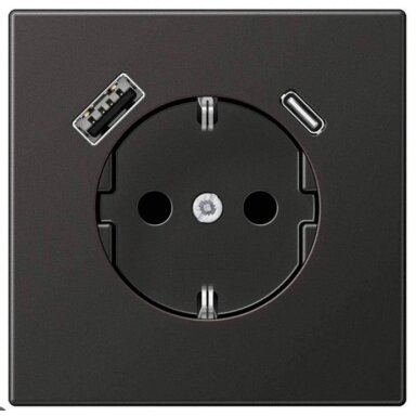 Kištukinis lizdas su USB prievadais JUNG LS1520AN (antracito spalvos, 16A/250V)