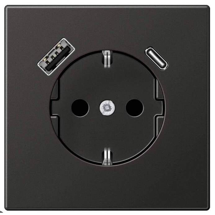 Kištukinis lizdas su USB prievadais JUNG LS1520AN (antracito spalvos, 16A/250V)